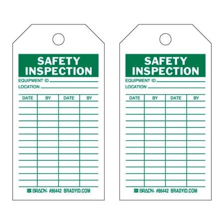 Brady Brady 86442 Safety Inspecton Tag, 2 Sided, 10/Pkg, HD Polyester Encapsulated, 3"W x 5-3/4"H 86442